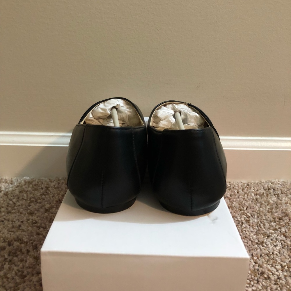 Black Faux Leather and Velvet Flat - Picture 4 of 6
